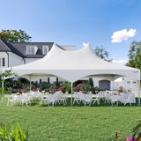 Quictent 20x30ft High Peak Frame Party Tent Fire Retardant Outdoor Heavy Duty Canopy Tent White Vinyl, 100 Person Capacity Tent for Parties, Weddings,Events, Commercial and Residential Use(no Sides) Quictent