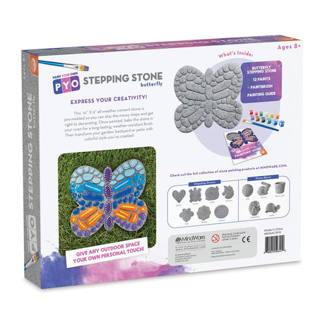 MindWare Paint Your Own Stepping Stone Butterfly, Rock Painting Kit, Stepping Stones Crafts for Kids Ages 8 & up MindWare