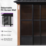 PURPLE LEAF 12' X 20' Patio Hardtop Gazebo Double Top Outdoor Screen House Aluminum Solarium Backyard Sun Room with Detachable Windows and 36 Solar String Light PURPLE LEAF