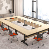 Folding Conference Table, 55.1in Conference Room Table Flip Top Mobile Training Table with Wheels, Modern Rectangle Foldable Meeting Seminar Tables for Home Office Class 55.1" D x 21.6" W x 29.5" H Ptosziav