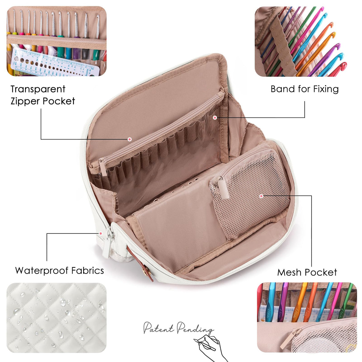 MYBAGZING Empty Crochet Hook Case - Stand Up Organizer with 30 Slots for Hooks & Needles, Crochet Accessories Kit for Lovers & Beginners MYBAGZING