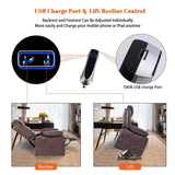 S*MAX Lift Chairs Recliners for Elderly Power Recliner Chairs Full Air Leather Electric Recliner Chairs Side Pockets USB Charge Port and Remote Control Power Lift Recliners Brown S*MAX