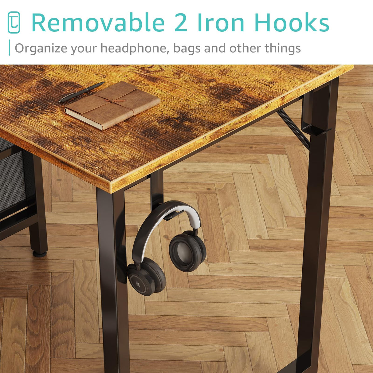 Lufeiya 40 inch Computer Desk with 4 Drawers, Kids Student Small Desks for Home Office Small Space, Work PC Desk Table for Bedroom, Rustic Brown Lufeiya