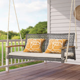 RELAX4LIFE 2-Seater Outdoor Porch Swing - Patio PE Rattan Hanging Swing Bench with Seat Cushion and Strong Hanging Ropes, Wicker Swing Loveseat Bench for Porch, Backyard, Garden, 800 lbs (Off White) RELAX4LIFE