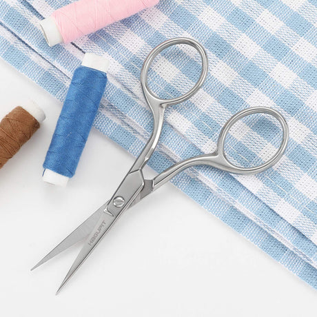 HAGUPIT Small Precision Embroidery Scissors, 4" Forged Stainless Steel Sharp Pointed Tip Detail Shears for DIY Craft Thread Cutting, Needlework Yarn & Sewing QFW