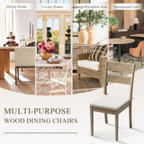 COLAMY Farmhouse Dining Chairs Set of 6, Upholstered Kitchen Chairs with Ladder Back, Modern Wood Side Dining Room Chairs with Wooden Legs for Dinner Rustic Restaurant, Light Brown COLAMY