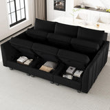 Belffin Modular Sectional Sofa Sleeper Couch with Storage Velvet Sectional Sofa Bed, 6 Seats, Black Belffin