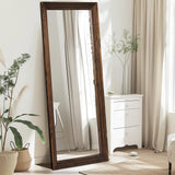 YLYHSST 65"x24" Full Length Mirror Solid Wood Frame Arched Floor Mirror for Living Room, Bedroom Hanging or Leaning, Brown YLYHSST