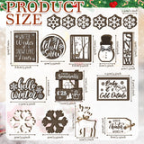 17 Pcs Chiristmas Tiered Tray Decor Winter Snowman Tiered Decorations Set Snowflake Reindeer Table Centerpieces Decor Winter Wooden Signs Table Decoration Without Tray for Farmhouse Party Funnymoom
