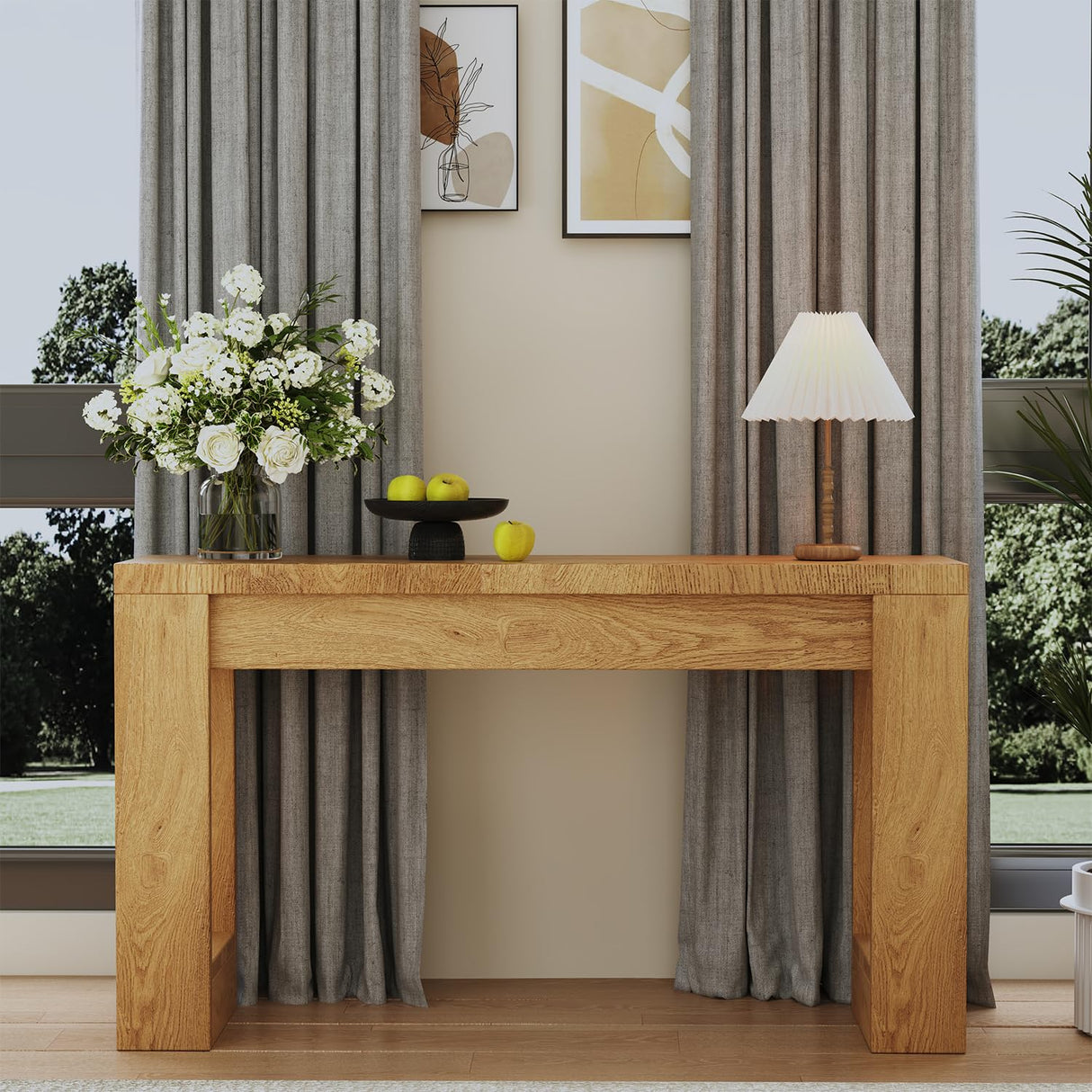 DRAWERHOM Console Table, Farmhouse Entryway Table with Thickened Base, Narrow Long Wood Sofa Table Behind Couch Table for Entrance, Hallway, Living Room DRAWERHOM