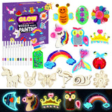 Wooden Magnet Kids Painting Kit - Glow in The Dark - Diamonds DIY Wood Painting Arts Crafts Kit for Kids Age 4-8 8-12, Party Favors Birthday Easter Toys Basket Goodie Bag Stuffers for Boys Girls See You Always