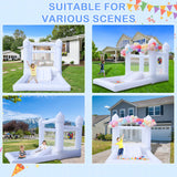 White Inflatable Bounce House Kids Inflatable White Bounce House with UL Blower, Large Ball Pool and Spacious Fun Room Bounce House for Kids 3-12 Felizhus