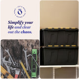 HOMZ 2-Pack Durabilt, Heavy Duty Plastic Storage Bins with Lids, 15 Gallon, Black/Yellow - Stackable Container Boxes for Home, Attic, and Garage Organization HOMZ