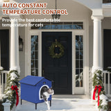 MARUNDA Heated Cat Houses for Outdoor Cats in Winter, Heated cat House for Indoor and Kitty Shelter for Your Pet to Stay Warm and Cozy,Easy to Assemble. (Dark Blue, Small) MARUNDA