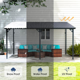 OC Orange-Casual 10x14 FT Patio All-Iron Gazebo,Hard Top Lean to Gazebo Pergola with Roof, Wall Mounted Heavy Duty Awnings, for Outdoor, Backyard, Deck OC Orange-Casual