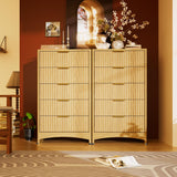 Marsail Fluted 5-Drawer Tall Wooden Dresser, Smooth Gliding Drawers & Large Capacity Storage Space, Modern Organizer Cabinet for Bedroom or Hallway, Natural Oak Marsail