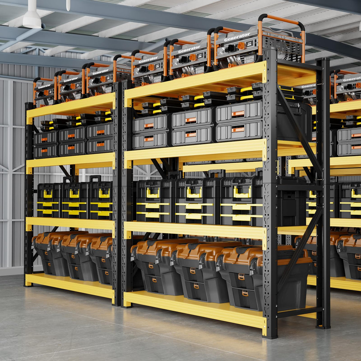 3000LBS Heavy Duty Shelving Units, 4 Tier Adjustable Metal Utility Shelf, 78.7"H Garage Storage Shelves Organization Rack for Industrial, Warehouse, Basement (Yellow & Black, 19.7"D×41.3"W×78.7"H) SGFHNV