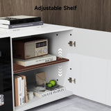 DOVELF 70" Floating TV Stand with 36" Electric Fireplace & LED Lights, Wall Mounted High Gloss Finish Entertainment Center with Storage Cabinets for TVs Up to 80" White DOVELF