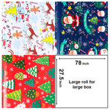 Linnoptimix Christmas Wrapping Paper Rolls -3 LARGE ROLL-27inch*78 inch per roll Colorful Foil Red White Blue wrapping paper(Christmas White/Red/Blue（005）) Linnoptimix