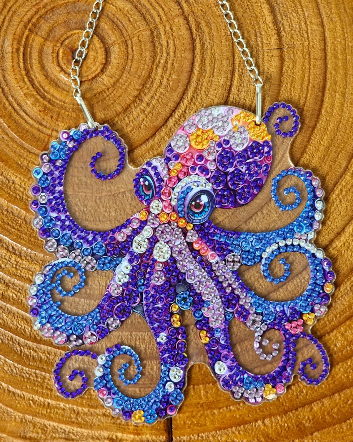 Celegoods Octopus Diamond Art Hanging Kits for Adults Beginners, Rhinestone Beads Acrylic Hanging Pendant Diamond Painting Dots Art Small Kits Hanging Decor, DIY Craft for Home Garden Decor Celegoods
