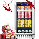 BODEGA Beverage Refrigerator Cooler,15 inch drink fridge under counter,100 cans mini Fridge with Glass Door for Soda Beer,Wine,Beverage Cooler for Home,Kitchen, Bar or Office. BODEGA