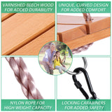 Wooden Tree Swing for Adults and Kids - Curved Wood Tree Swing Seat for Extra Comfort- includes Complete Tree Swing Hanging Kit- Indoor or Outdoor Rope Swing for Trees with Curved Wooden Swing Seat Roman Ventures