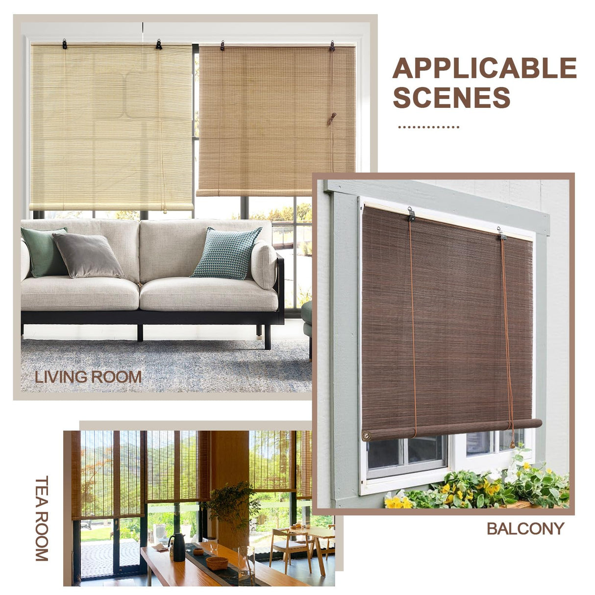 EVOZEN Custom Bamboo Blinds - Interior & Outdoor Shades, Easy to Install for Windows, Decks, Porches, Backyards EVOZEN