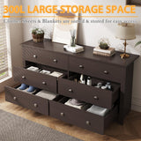 Furmax 6 Wood Drawers Dresser for Bedroom, Double Dresser for TV up to 65 inch, TV Stand Storage Chest of Drawers for Living Room Hallway Entryway (Brown) Furmax
