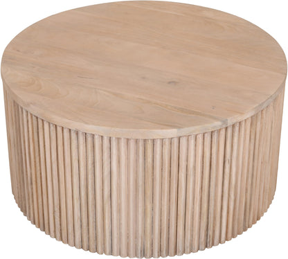 Meridian Furniture Oakhill Collection Modern | Contemporary Round White Oak Finish Coffee Table, 36" W x 36" D x 16" H, Brown - WoodArtSupply