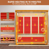 springspa 4 Person Infrared Sauna Room, Low EMF FAR Infrared Sauna for Home, Canadian Hemlock Wooden Indoor Sauna, with 10 Heating Panel, 2 LCD Panel, Bluetooth Speaker, 7 Therapy Light springspa