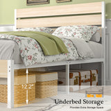VECELO Full Bed Frame with Wooden Headboard and Footboard, Heavy-Duty Platform Frames with Metal Slats Support System, 12 inch Under-Bed Storage, No Box Spring Needed, Natural Maple VECELO