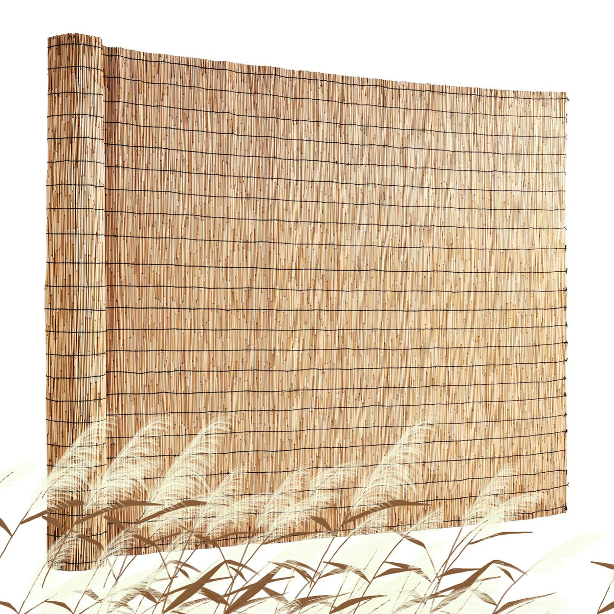 VEVOR Natural Reed Fencing, 4 ft x 16.4 ft, Reed Screen Curtain Balcon ...
