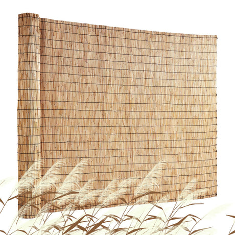 VEVOR Natural Reed Fencing, 4 ft x 16.4 ft, Reed Screen Curtain Balcony Reed Fence Roll for Outdoor Backyard Patio, Decorative Fence for Backyard Garden Fencing Divider, Privacy Screen Panel, Natural VEVOR