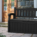 Devoko 80 Gallon Storage Bench Deck Box Lockable for Patio Furniture, Garden Decor and Outdoor Seating for Cushions, Garden Tools and Pool Supplies (Black) Devoko