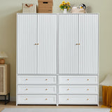 PHOYAL Wardrobe Closet Armoire, 71 "Wardrobe Armoire Wooden Closet with 4 Doors, 6 Drawers Household Freestanding Wooden Closet Storage Cabinet for Bedroom, White - 2 PHOYAL