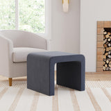 HomePop Modern Arch Velvet Ottoman Home Décor|Ottoman for Living Room & Bedroom - Steel Blue Velvet HomePop