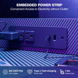 Grandder Gaming Desk 40 Inch with Power Outlet and LED Light, Computer Desk with Reversible Shelves and Storage Drawer, Pc Small Desk for Home Office Table with Bag, Carbon Fiber Black Grandder