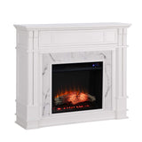 SEI Furniture Highgate Electric Fireplace with Hidden Media Shelf, New White with Faux Marble SEI Furniture