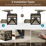 Memobarco 40" Lift Top Coffee Table,4 in 1 Multi-Function Lift Coffee Tables with Storage Drawers and Hidden Compartmen,Farmhouse Coffee Table with Lifting top for Living Room,Grey Memobarco