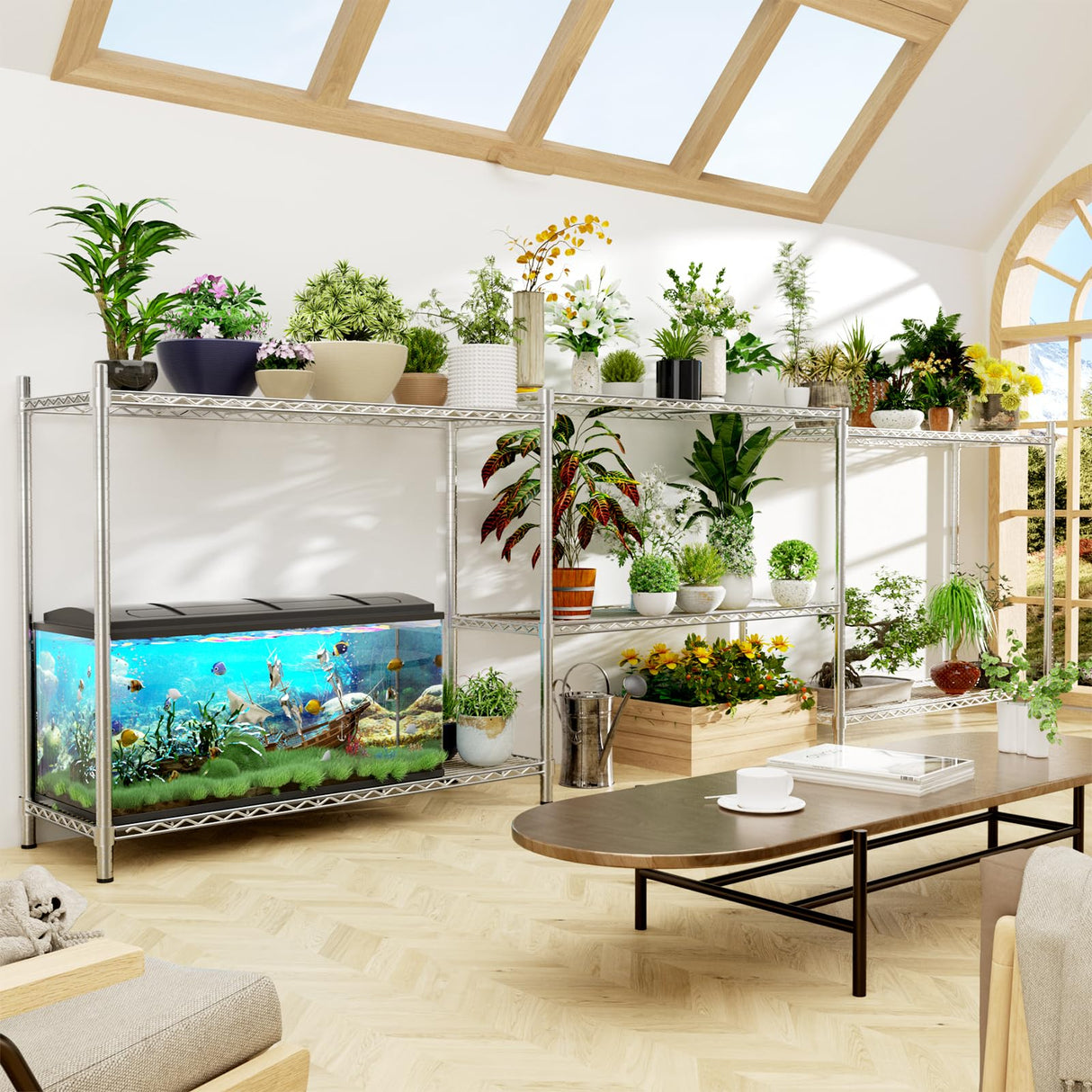 MODCART Storage Shelves, 48" L x 20" W x 47" H Heavy Duty Garage Wire Shelving Unit Loads 1200LBS, 3-Tier Adjustable Metal Industrial Utility Shelf Rack for Kitchen, Laundry Room, Basement MODCART