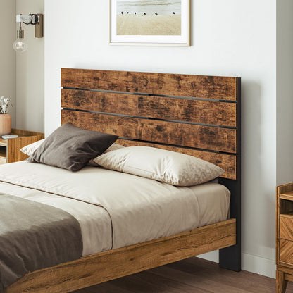 HOOBRO Headboard Queen Size, Wooden Headboard, Rustic-Styled Headboard, Headboard with Sturdy Support Legs, 3-Height Connection Holes, Minimalist Headboard, for Queen Beds, Rustic Brown and B - WoodArtSupply