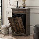 Spurgehom Tilt Out Trash Cabinet Kitchen Waste Bins, Laundry Hamper 13 Gallon Tilt Out Pet Proof Hidden Trash Bin for Kitchen Living Room, Rustic Black Spurgehom