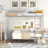 Harper & Bright Designs Full XL Over Queen Bunk Beds for Adults, Heavy-Duty Metal Bunk Bed Full XL Over Queen Size for Boys Girls Teens Bedroom Dormitory,Can be Divided into Two Beds, Silver Harper & Bright Designs