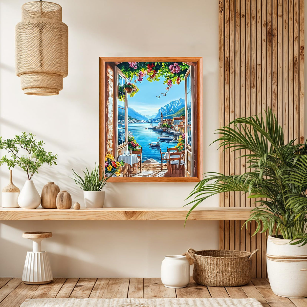 Lxmsja Sea View Paint by Numbers Kit for Adults, Coastal Nature Acrylic Paint by Numbers for Adults Beginner, DIY Craft Supplies Oil Painting Kits for Home Wall Decor 16x20 inch (No Frame) Lxmsja