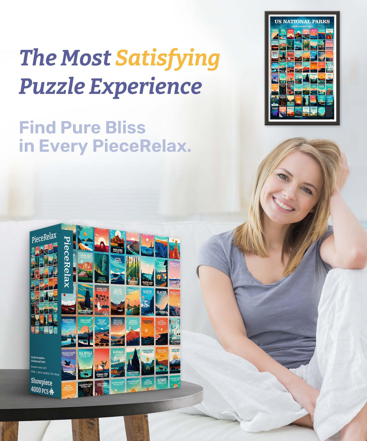 PieceRelax Plastic Jigsaw Puzzles for Adults 4000 Pieces - Studio Inception - US National Parks Most Satisfying Table Games and Gifts No Puzzle Mat Required [H3786] PieceRelax