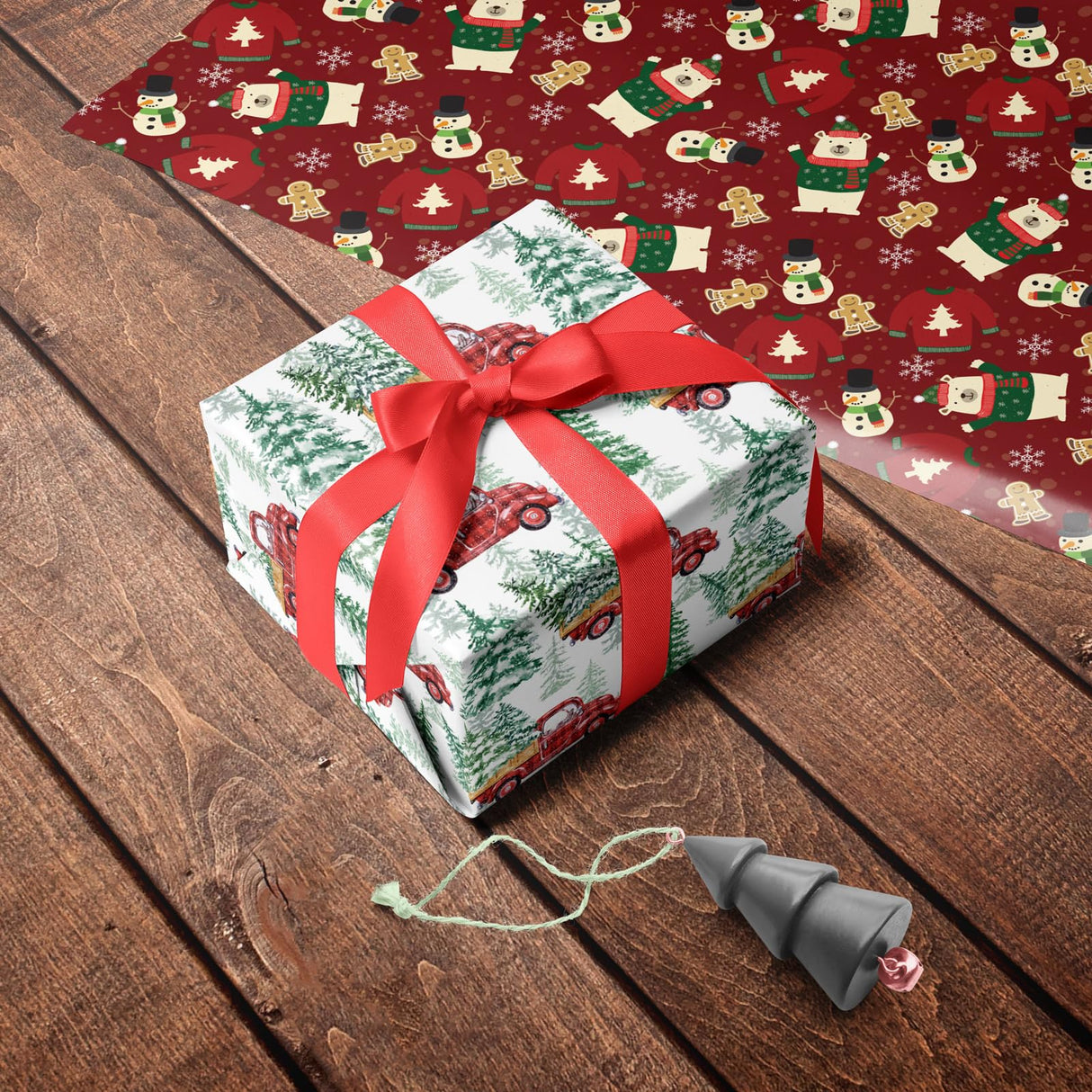 GIOLNIAY Christmas Wrapping Paper for Kids Boys Girls - Wrapping Paper Christmas Bundle with Santa, Green Stockings, Red Truck, Woodland Designs - 6 Jumbo Sheets (28 x 40 inches), Easy to Store GIOLNIAY