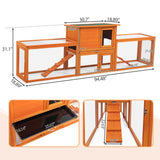 COZIWOW Extra Large Rabbit Hutch Bunny Cage Outdoor Indoor, 2-Story 94.5”L Wooden Bunny Hutch for 2 Rabbits, Big Rabbit Cage with Cleaning Tray & Waterproof Roof & Runs (Orange) COZIWOW