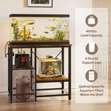 Bestier 20-29-37 Gallon Fish Tank Stand with Power Outlet, 30x13 Metal Aquarium Stand, 6-Leg Reptile Tank Stand with 3-Tier Adjustable Storage Shelves, 400LBS Capacity Bestier