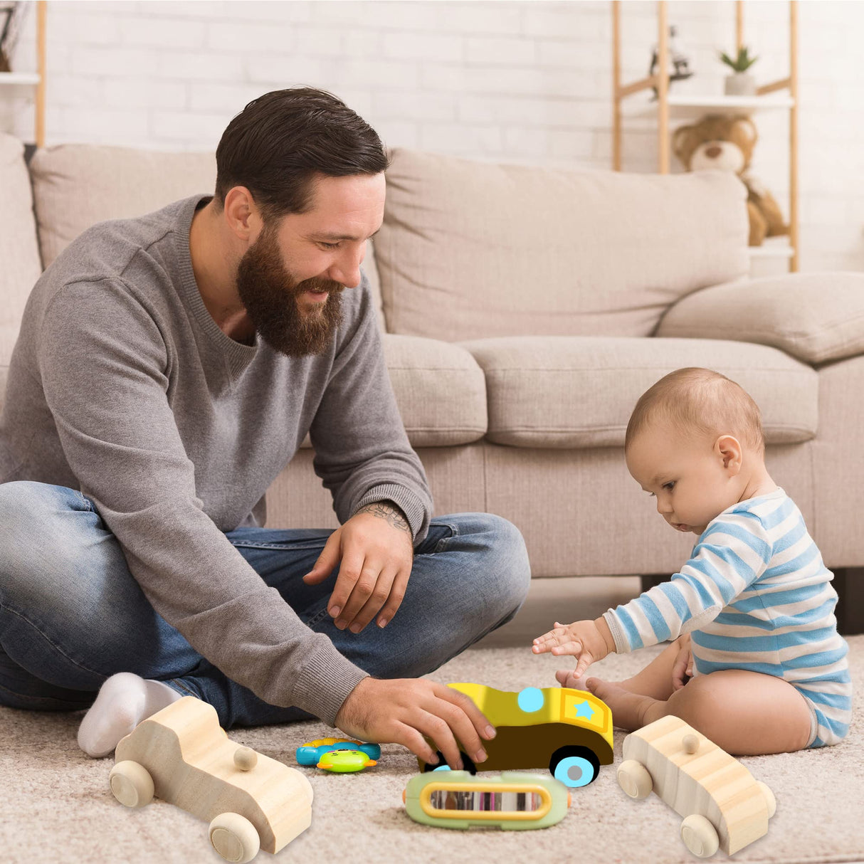 Haconba 30 Pcs Wooden DIY Car Toys Unfinished Wooden Cars Painted Mini Wooden Craft Cars for Students Home Activities DIY Crafts Projects Family Time Handicraft Haconba