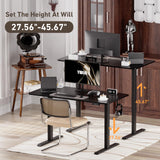 Ywin Electric Height Adjustable Standing Desk, Sit Stand Desk Workstations with Hook, Ergonomic Desk for Home Office Stand Up Desk with Wheels (Black, 48 * 24 inch) Ywin